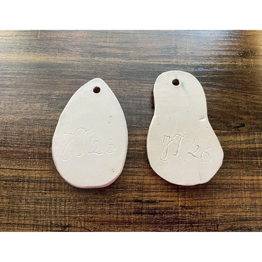 Handmade Santa Ornaments Set of 2 Stoneware Christmas Decor Local KS Artisan